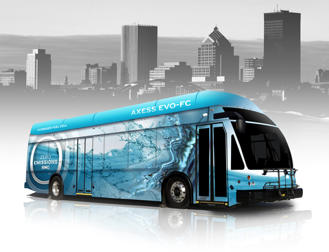 Rochester-Genesee Regional Transportation Authority has ordered three ENC Axess EVO-FC buses, which only have water as a byproduct. These buses will help RGRTA as it works toward a goal of transitioning to a zero-emissions fleet by 2035. The transportation provider received funding for its Axess EVO-FC buses through the Federal Transit Administration Low- and No-Emission program. (Photo: Business Wire)