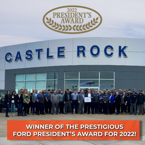 The team at Castle Rock Ford receives prestigious Ford President's Award for 2022. (Photo: Business Wire)