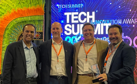 from left: Aamir Hussain, LLA Chief Technology & Product Officer, Dave Shier, VP of Sales for Ribbon Canada, CALA, and US MSOs, John Riley, LLA Senior Director of Procurement, and Jorge Gil, Global Account Director for Ribbon (Photo: Business Wire)