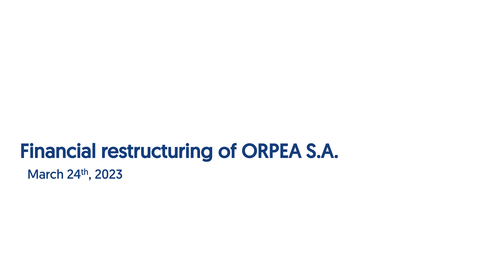 Financial restructuring of ORPEA S.A.