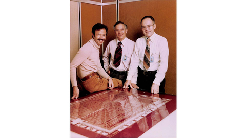 Andy Grove (from left), Gordon Moore and Robert Noyce at Intel Corporation in a photo from the 1970s. Intel and the Gordon and Betty Moore Foundation announced that company co-founder Gordon Moore died on March 24, 2023, at the age of 94. (Credit: Intel Corporation)