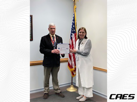 Senior Manager of Human Resources Mary-Beth DePaolo received the Patriotic Employer Award in a ceremony at the CAES Lansdale, Pennsylvania, site on March 16. Major General Wesley E. Craig Jr. traveled to Lansdale to present the award. (Photo: Business Wire)