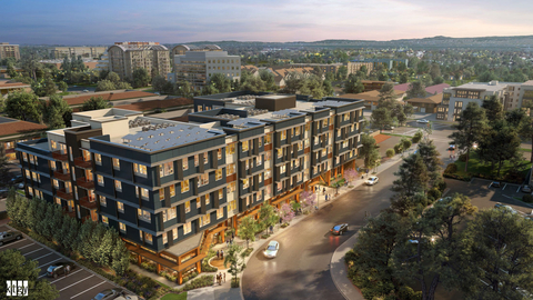 original 330 Distel Circle, a proposed 90-unit affordable housing project being developed by EAH Housing and the first 100% affordable housing project in The City of Los Altos. Photo Credit: KTGY