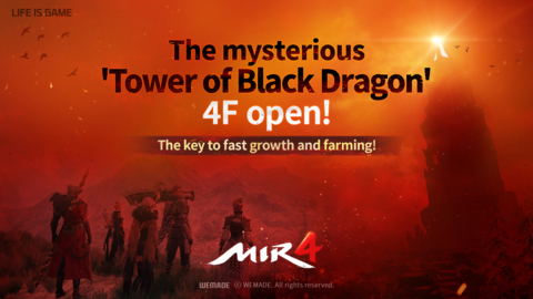 MIR4 apresenta o 4º nível da "Torre do Dragão Negro" no dia 4 de abril (Gráfico: Wemade)