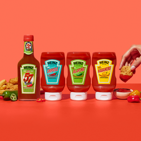 Heinz debuts Heinz Hot Varieties – a new line-up of three Spicy Ketchup flavors and first-ever Heinz Hot 57 sauce, featuring a diverse range of flavors and unique pepper bases rolling out in major retailers nationwide. (Photo: Business Wire)