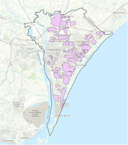 Area of impact where Lumos will initially bring its 100% Fiber Optic Internet and Total Home Wi-Fi in New Hanover County and Wilmington, North Carolina. (Graphic: Business Wire)
