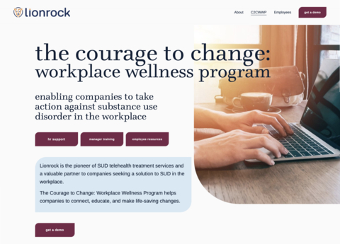 Lionrock Recovery launches The Courage to Change: Workplace Wellness Program, a free program providing companies SUD resources and training developed by renowned addiction experts for HR leaders, managers, and employees. (Graphic: Business Wire)