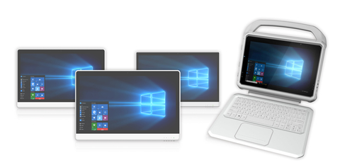 original The DT Research 552, 554, 557 All-in-One Medical Graphic Stations and the 302MD Medical Tablet. (Photo: Business Wire)