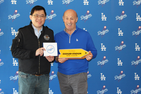 STARLUX Chairman K.W. Chang and Los Angeles Dodgers President and CEO Stan Kasten celebrate STARLUX Airlines as the new Proud Partner of the Los Angeles Dodgers. Photo credit: Los Angeles Dodgers