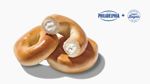 Just in time for Tax Day, Philadelphia cream cheese and H&H Bagels launch the limited-edition Tax-Free Bagel, an unsliced New York-style bagel filled with smooth, creamy Philly cream cheese. (Photo: Philadelphia)
