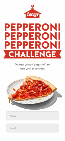 Casey’s fans can test how many times they can say “pepperoni” with the new, tongue-twisting challenge for a chance to win free pizza at www.pepperonichallenge.com. (Graphic: Business Wire)
