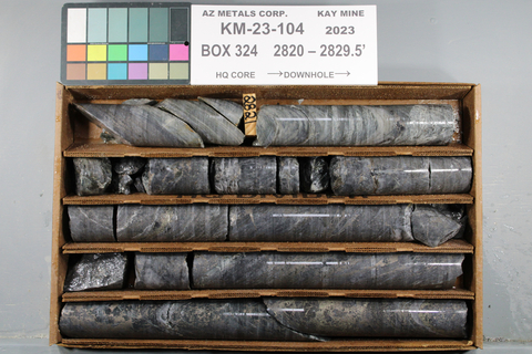 Figure 4. Core from hole KM-23-104 at the Western Target, displaying stringer to semi-massive sulfide mineralization hosted in a quartz crystal-rich volcaniclastic and breccia, with sulphide mineralization including pyrite, pyrrhotite, sphalerite, and chalcopyrite. (Graphic: Business Wire)