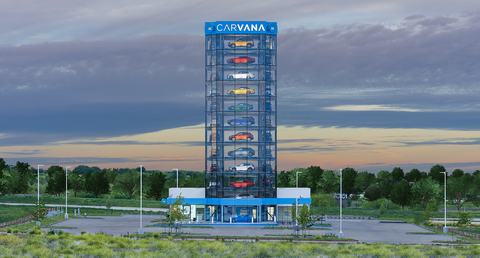 original Carvana's newest Car Vending Machine, in Fort Worth, Texas, stands 12 stories tall, with the capacity to hold more than 40 vehicles. (Photo: Business Wire)