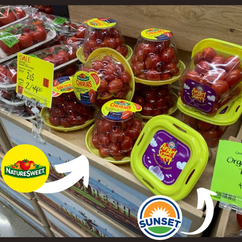 Example of NatureSweet vs Sunset on grocery shelf. (Photo: Business Wire)