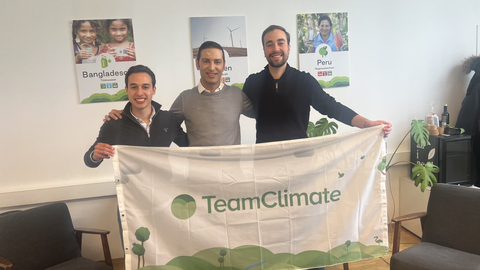 From left, TeamClimate co-founder Karim Abdel-Baky, ClimateTrade founder and CEO Francisco Benedito, and TeamClimate co-founder Christoph Rebernig. (Photo: Business Wire)
