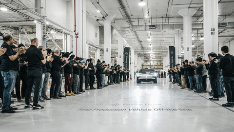 Faraday Future’s First Production FF 91 Vehicle Comes off the line at its FF ieFactory California (Photo: Business Wire)