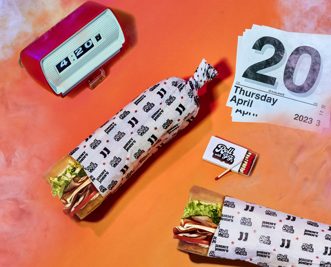 Jimmy John’s invites you to “Roll with JJ’s” this 4/20 featuring exclusive, limited-edition Jimmy John’s sandwich wrap rolling papers. (Photo: Business Wire)