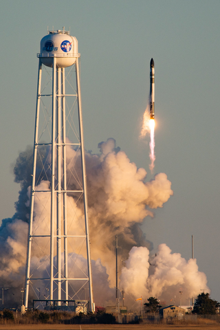 Rocket Lab's HASTE rocket for suborbital missions is derived from the Electron launch vehicle, seen here launching from NASA Wallops Flight Facility in Virginia in March 2023. Image credit: Brady Kenniston