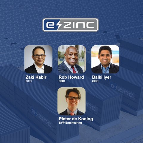 e-Zinc executives Zaki Kabir, CTO, Rob Howard, COO, Balki Iyer, CCO, and Pieter de Koning, SVP Engineering (Graphic: Business Wire)
