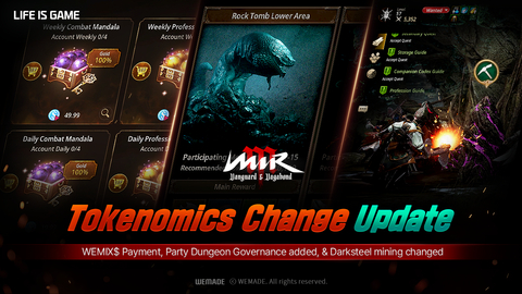 O MIR M atualizou seus tokennomics e expandiu a economia entre jogos por meio do ecossistema WEMIX (créditos: Wemade)