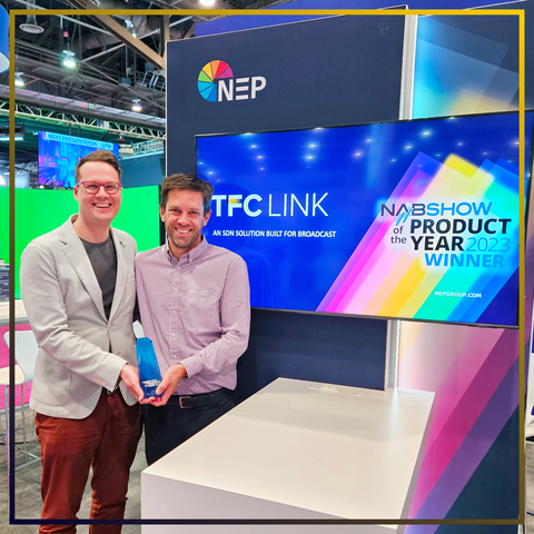 Dan Murphy (LEFT), Vice President of Product Management, NEP Core, and Neil Smith (RIGHT), Technical Product Manager, NEP Group, founders of NEP’s cutting-edge TFC broadcast control application. (Photo: Business Wire)