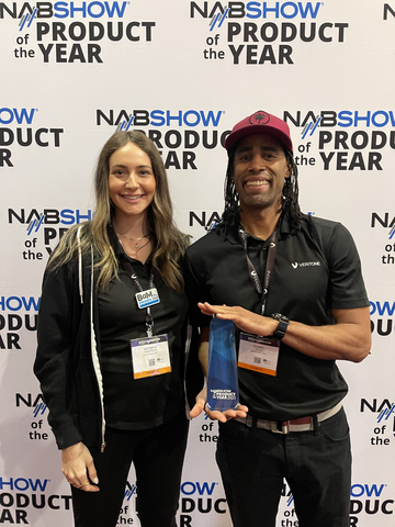 The Veritone Generative AI platform won two prestigious awards at the NAB Show 2023, including the NAB Product of the Year in the AI and Machine Learning category and the IABM BaM (Broadcast and Media) award in the monetization category. (Photo: Business Wire)