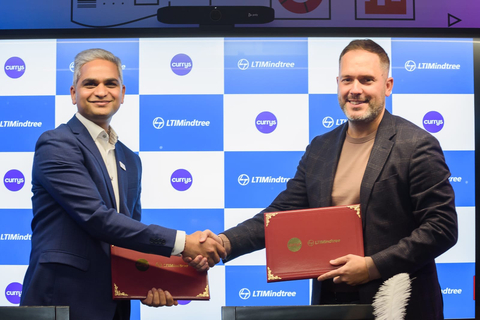 Arron D’Aubney, Chief Technology Officer, Currys and Srinivas Rao, EVP & Chief Business Officer, LTIMindtree at the signing ceremony. (Photo: Business Wire)