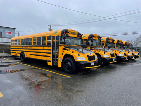 Boston Public Schools put its first 20 Blue Bird Vision electric school buses into service. The zero-emission vehicles now transport over 2,500 students safely and reliably to and from 42 local-area schools every day. The groundbreaking pilot program is the first step of the school district to turn its entire bus fleet of 750 vehicles to electric. (Photo: Business Wire)