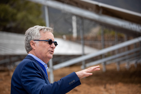 President of St. John's College in Santa Fe, Mark Roosevelt, announces the installation of the college's solar array on Earth Day, April 22, 2023. (Photo: Business Wire)