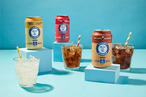 New Thirsty Buddha Soda Reimagined comes in three delicious flavours: Vintage Cola, Root Beer and Ginger Lemon. (Photo: Business Wire)