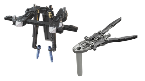 (Shown left to right) Image of the Fathom Pedicle-Based Retractor System and the Lattus Lateral Access System for minimally invasive spine procedures. (Photo: Business Wire)