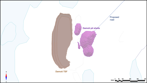 Figure 4 – Damoti Deposit Pit Shells and TSF (Graphic: Business Wire)