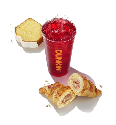Iced Lemon Loaf, Raspberry Watermelon Dunkin' Refresher, and Ham & Swiss Croissant Stuffer (Photo: Business Wire)
