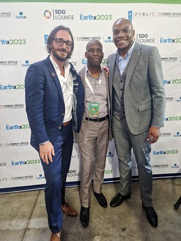 The Earth X conference features the SDG Lounge with Pvblic Foundation's Sergio Fernandez De Cordova and W3IF's partners Jea Edman and Ricardo Simms. (Photo: Business Wire)