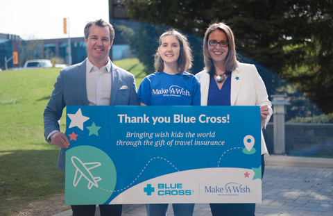 Tim Bishop, Managing Director, Blue Cross of Canada, with wish kid Katie Girard and Meaghan Stovel McKnight, CEO of Make-A-Wish Canada. Katie recently returned from her travel wish, a trip to New York City, thanks to the Blue Cross travel insurance partnership. (Photo: Business Wire)