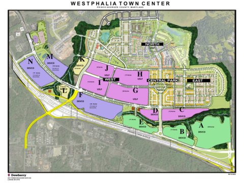 Westphalia Town Center Plan with associated parcels (Photo: Business Wire)