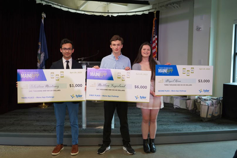 Tyler announces the top three winners of the 2023 Maine App Challenge. (Photo: Business Wire)
