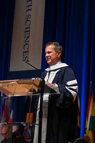 Kent S. Greenawalt, chairman and CEO, Foot Levelers, delivering Logan University 2023 Commencement Address (Photo: Business Wire)
