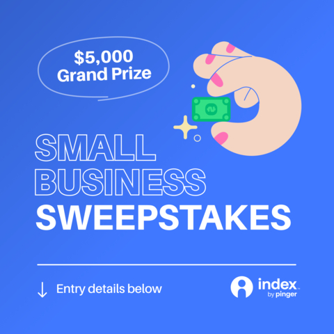 One lucky small business owner will win $5,000 in the Index by Pinger Small Business Sweepstakes. The sweepstakes starts May 1  and runs through May 31, 2023, to coincide with National Small Business Month. (Graphic: Business Wire)