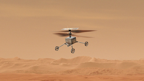 Early concept for the Sample Recovery Helicopter based on Ingenuity. (Credit: NASA/ESA/JPL-Caltech)