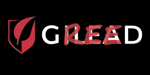 For its ongoing drug advocacy targeting Gilead, AHF tweaked the company's logo to read "GREED"