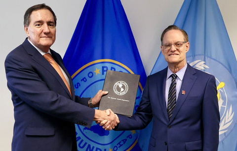 original PAHO Director Dr. Jarbas Barbosa (left) with AHF President Michael Weinstein. (photo credit: PAHO)
