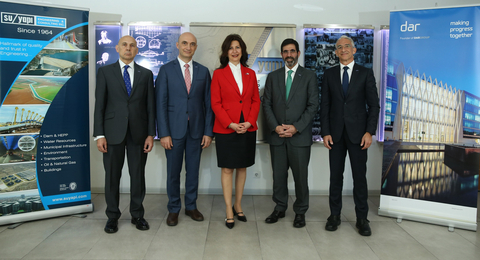 Dar Group董事長Talal Shair、Su-Yapı董事長Sedef Odabaşı Erdoğan和兩家公司的高階主管合影（照片：AETOSWire）