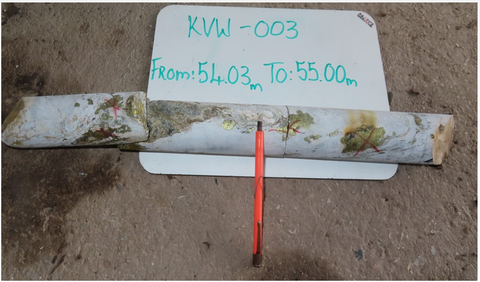 Figure 3: Drill Core from Hole 3 The core pictured in Figure 3 shows the clearly visible sulfide mineralization. (Photo: Business Wire)