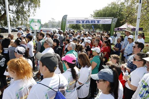 Thousands of participants of the 2023 OneLegacy Run/Walk listen to the event organizers, as they get ready to start the 5K walk at Azusa Pacific University. (Photo: Business Wire)