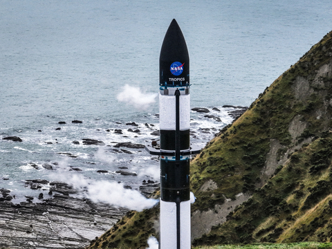Rocket Lab's Electron rocket on the pad at Launch Complex 1 in New Zealand ahead of the 'Rocket Like a Hurricane' launch, the first of two dedicated Electron launches for NASA to deploy the TROPICS storm-monitoring constellation. (Photo: Business Wire)
