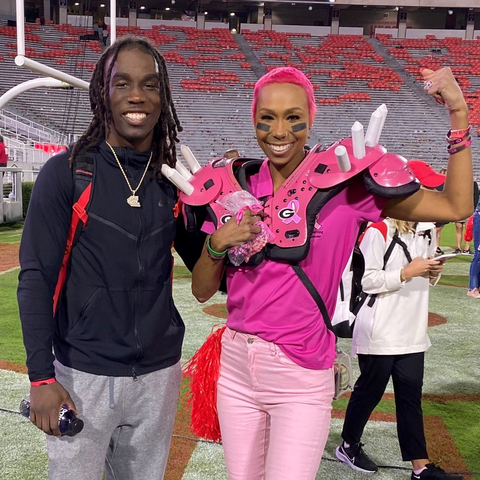 NFL cornerback Kelee Ringo and his mother, breast cancer survivor Tralee Hale (Photo: Business Wire)