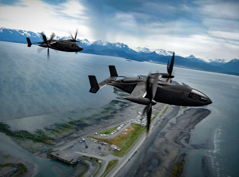 A pair of Transcend militarized Vy variants depicted on a training flight over Homer, Alaska (Photo: Business Wire)