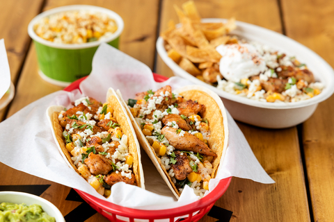 original Fuzzy's Taco Shop guests can enjoy the Chicken Elote Double Stack Taco, Chicken Elote Bowl, and Elote Side from May 10-June 18. (Photo: Business Wire)