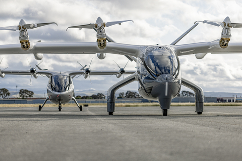 Archer’s Midnight aircraft is in the front and Maker is in the rear. (Photo: Business Wire)